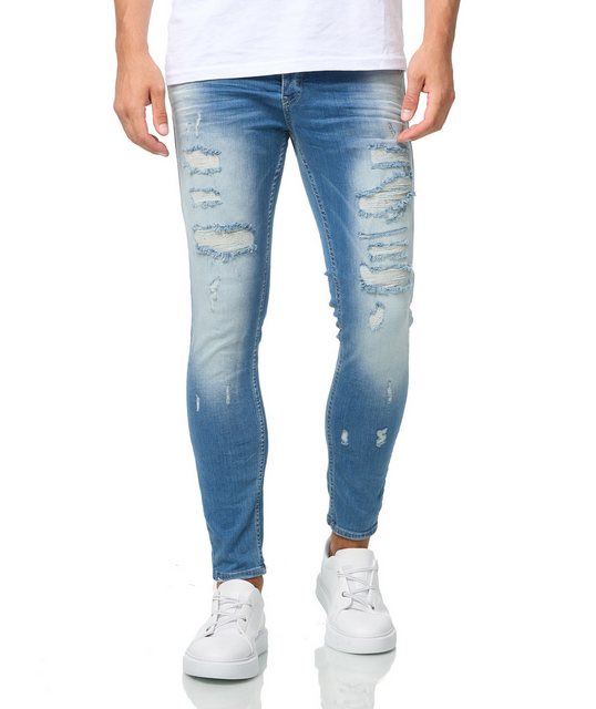 Denim House Slim-fit-Jeans Lässige Destroyed Herren Jeans in Slim Fit Blau günstig online kaufen