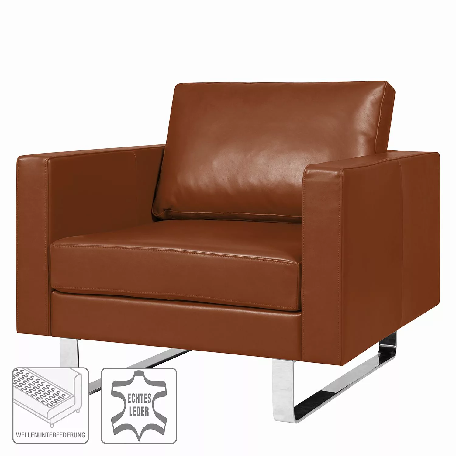 home24 Fredriks Sessel Portobello IV Cognac Echtleder 82x75x85 cm (BxHxT) günstig online kaufen