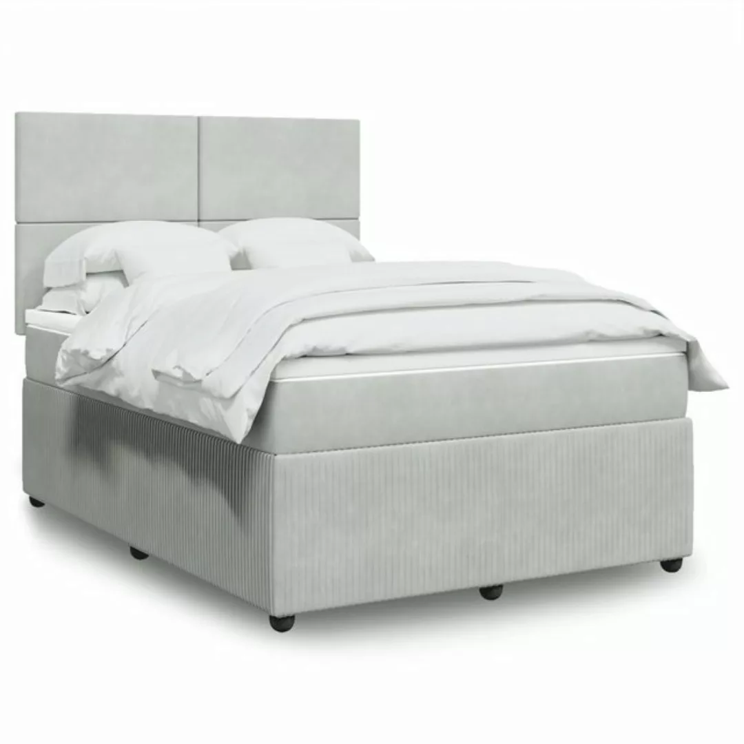 vidaXL Boxspringbett, Boxspringbett mit Matratze Hellgrau 140x190 cm Samt günstig online kaufen