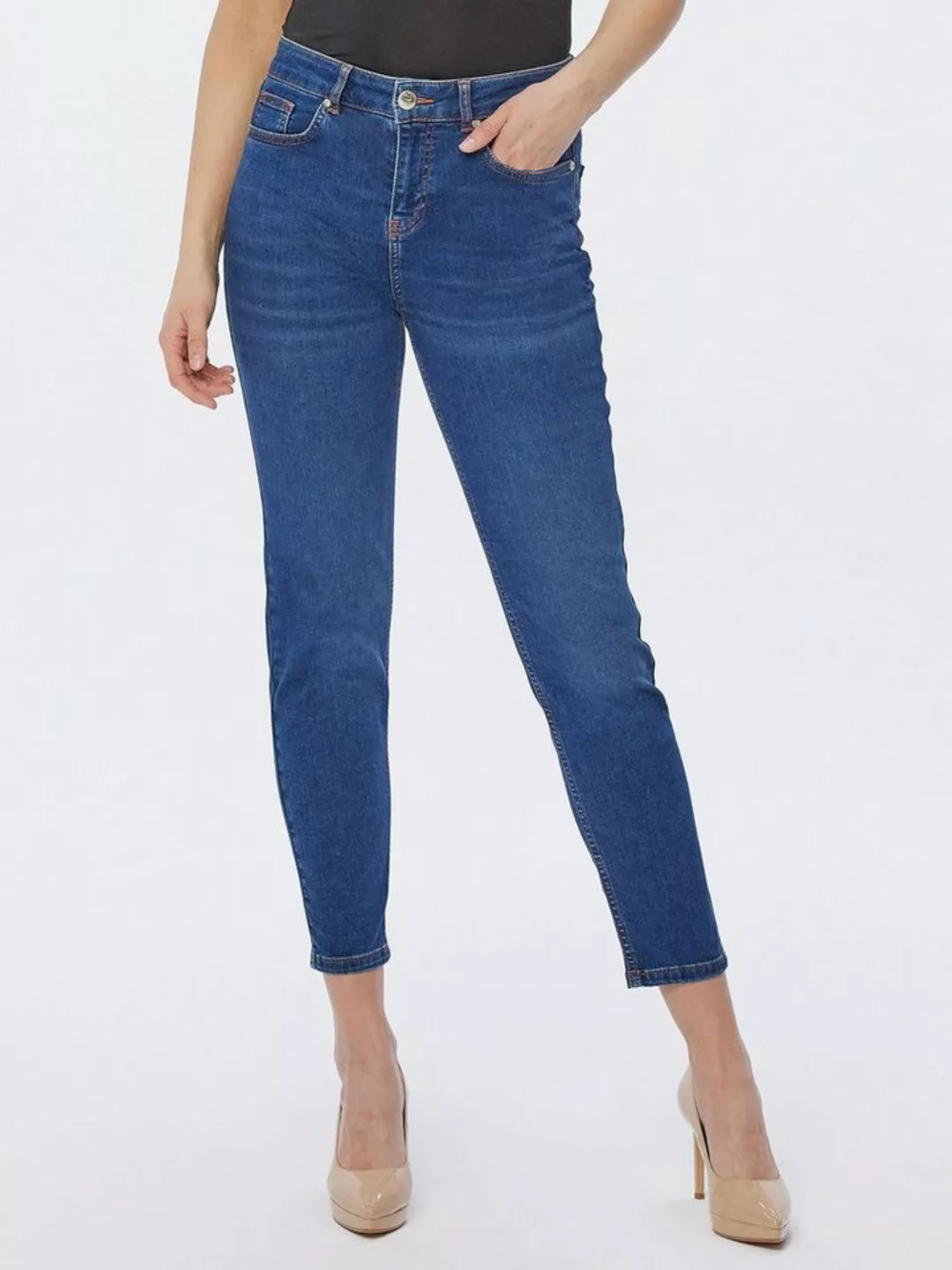 Christian Materne Skinny-fit-Jeans Denim-Hose koerpernah mit 3D Zierstitchi günstig online kaufen