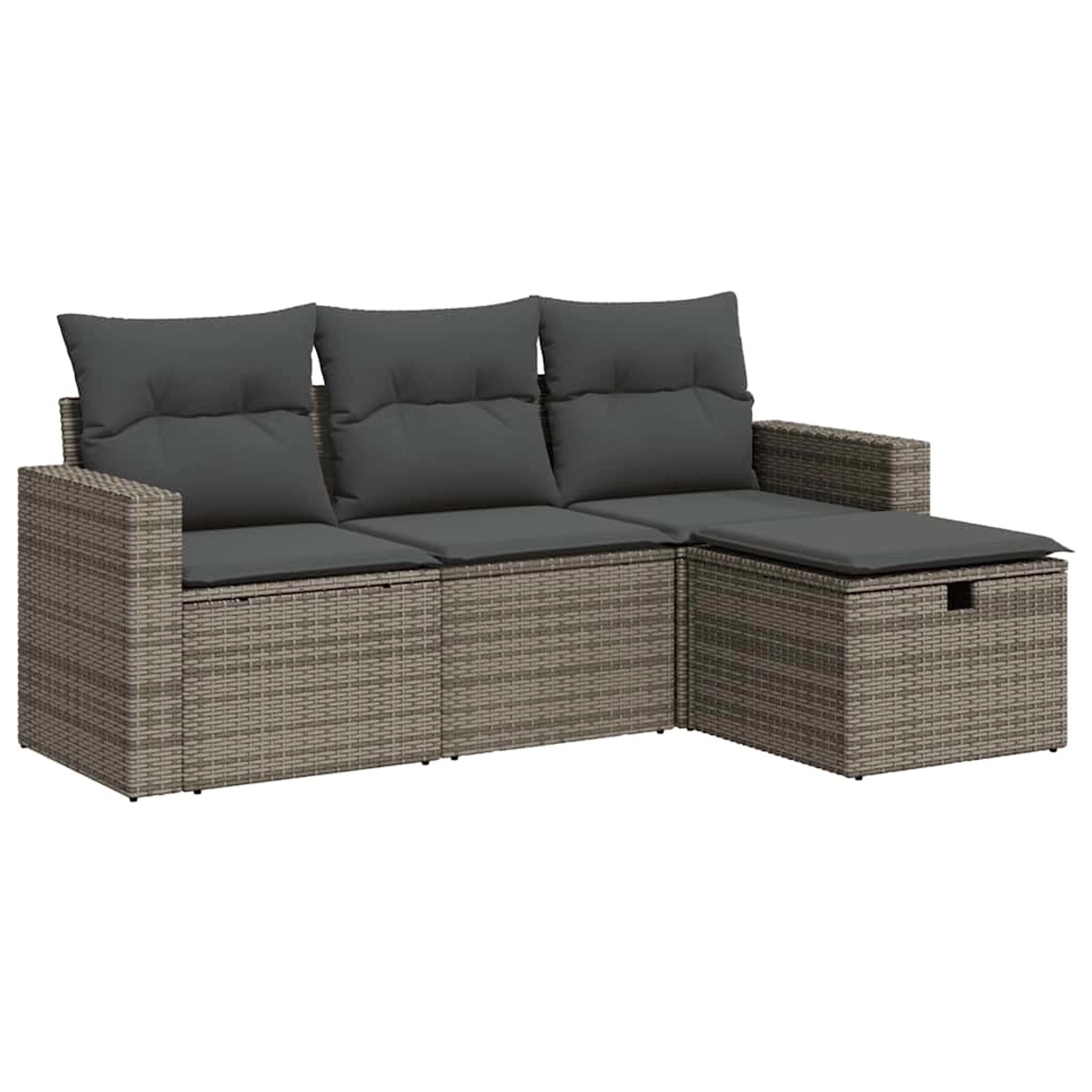 vidaXL 4-Tlg Garten-Sofagarnitur mit Kissen Grau Poly Rattan 3325356 günstig online kaufen