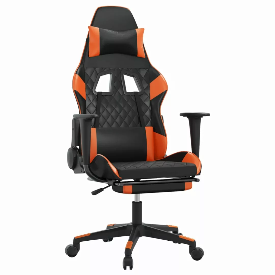 Vidaxl Gaming-stuhl Mit Massage & Fußstütze Schwarz Orange Kunstleder günstig online kaufen