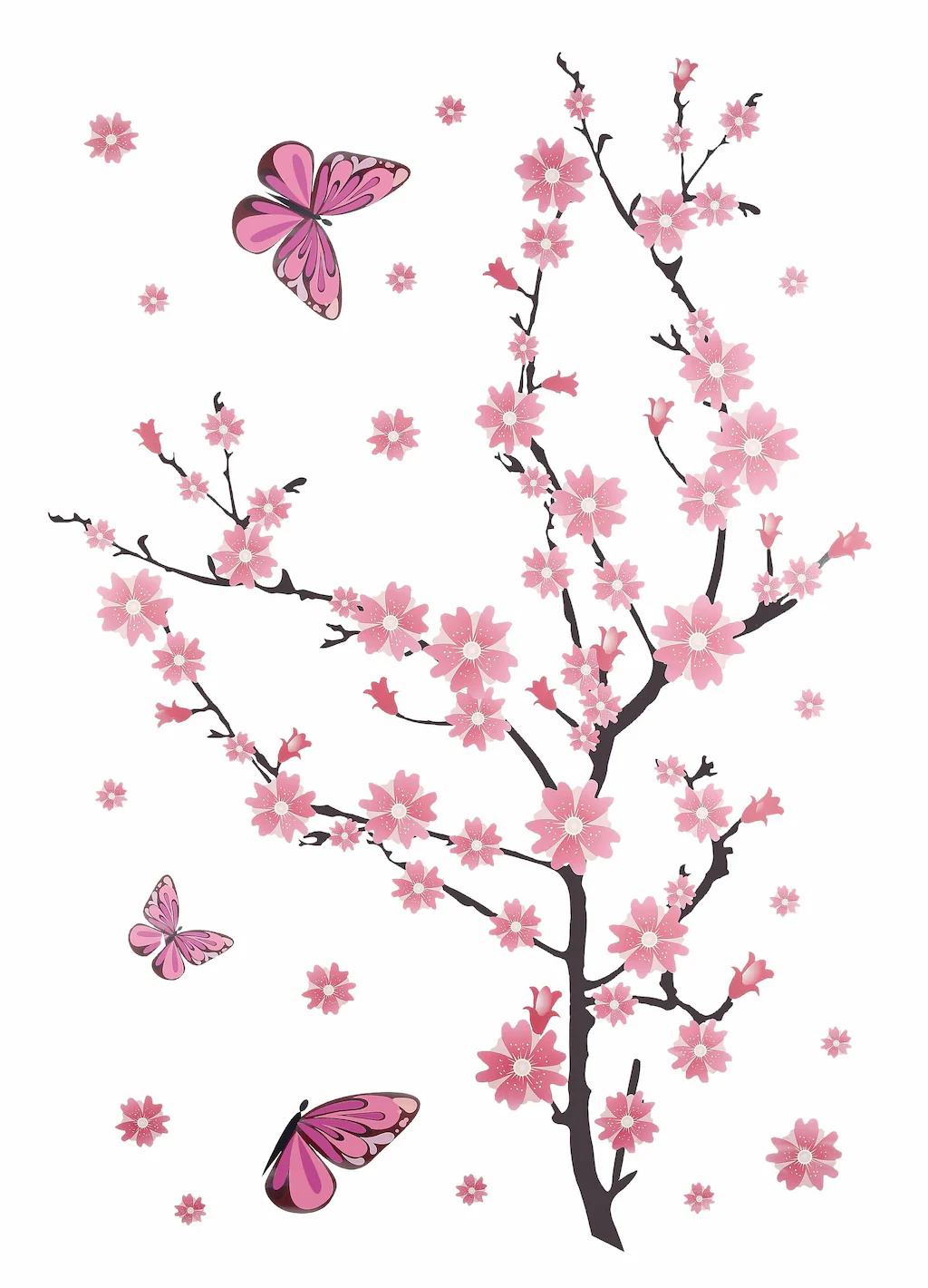 Wall-Art Wandtattoo »Kirschblüten mit Schmetterlingen«, selbstklebend, entf günstig online kaufen