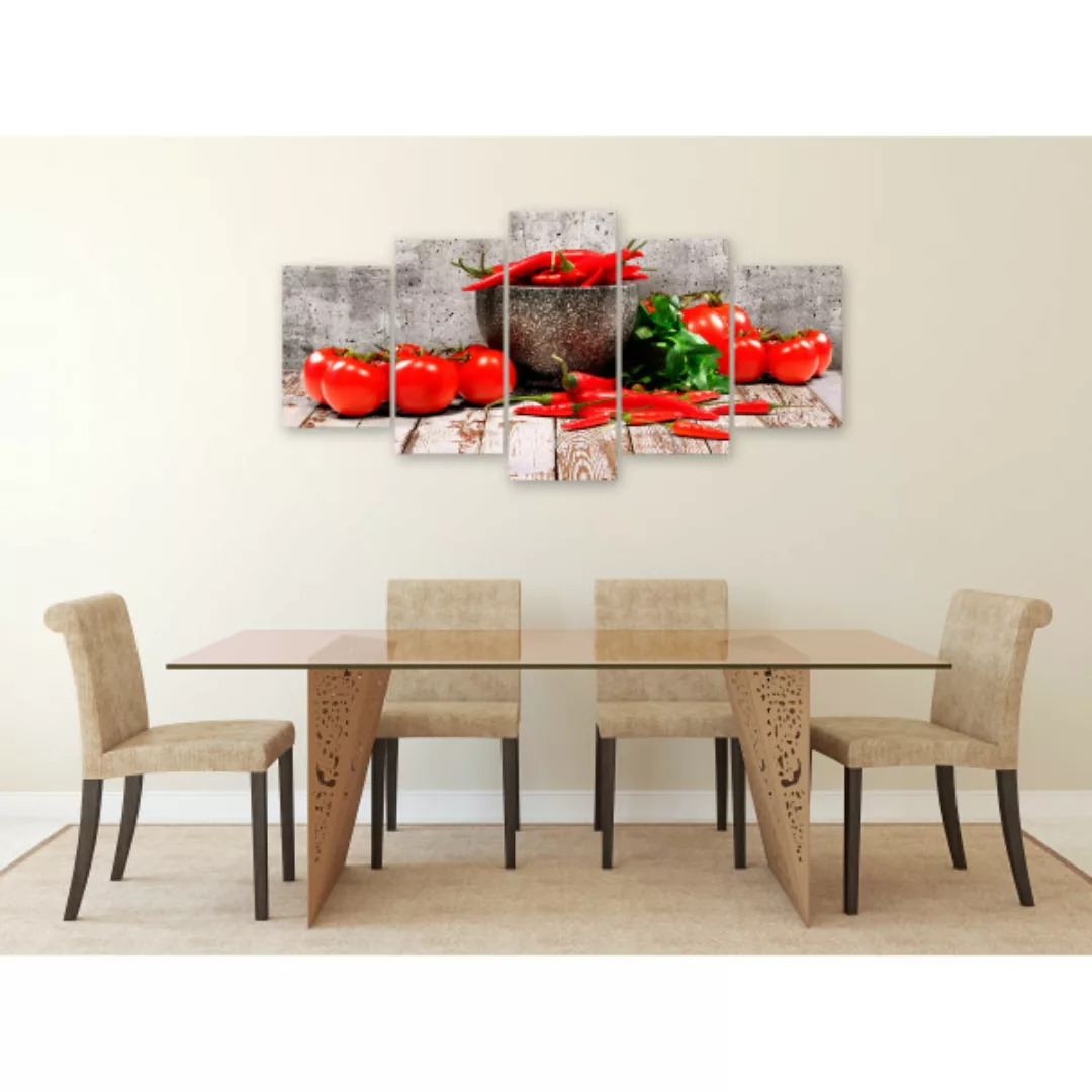 Wandbild Red Vegetables (5 Parts) Concrete Wide XXL günstig online kaufen
