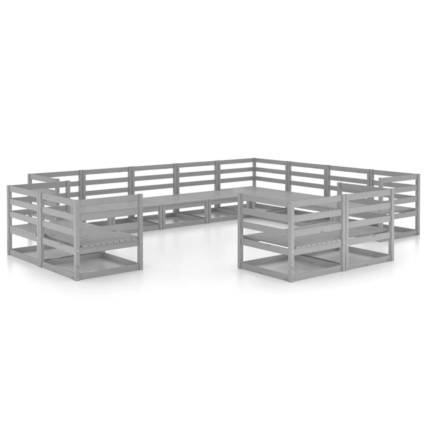 vidaXL 12-tlg Garten-Lounge-Set Grau Kiefer Massivholz Modell 6 günstig online kaufen