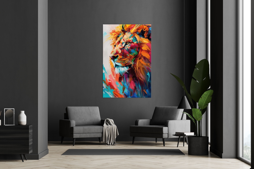 Bönninghoff Leinwandbild, Löwe-Löwen-Tiere-Raubkatzen-Kunst-Pop Art, (1 St. günstig online kaufen