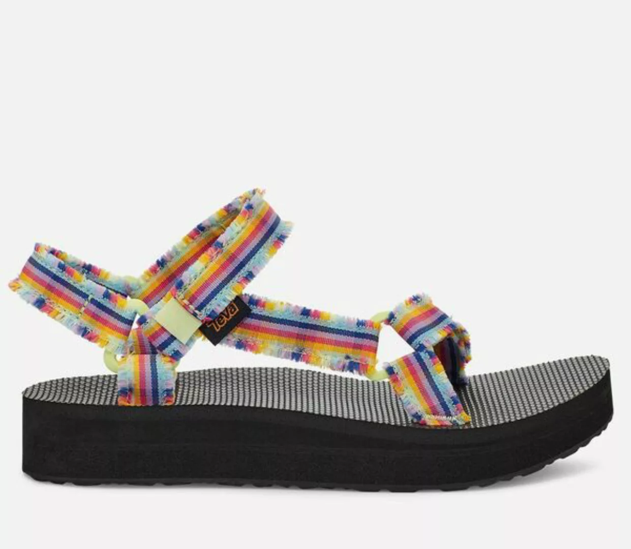 Teva – Ausgefranste Sandalen in Regenbogenfarben mit dicker, mittelhoher So günstig online kaufen