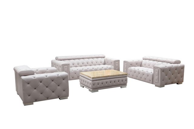 Xlmoebel Sofa Neues Chesterfield-Sofa-Set aus Leder mit Polsterung, bestehe günstig online kaufen