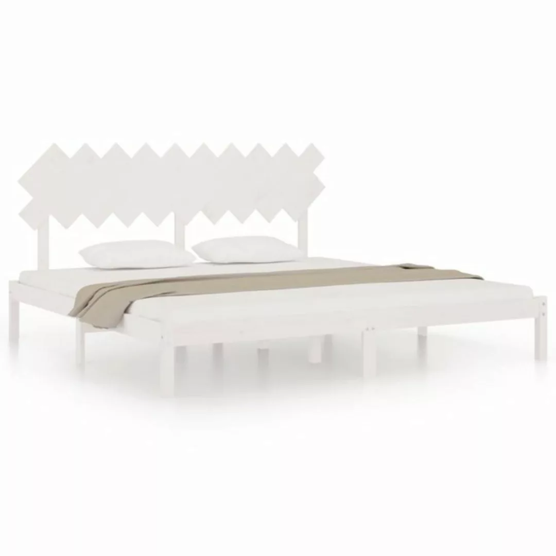 vidaXL Bettgestell Massivholzbett Weiß 200x200 cm Bett Bettrahmen Bettgeste günstig online kaufen