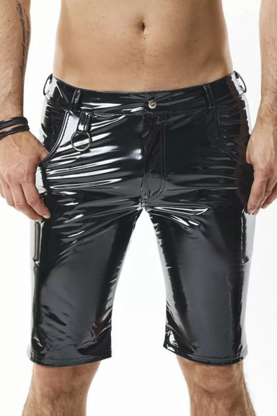 Regnes Fetish Planet Shorts mit niedriger Taille, in glänzender Lack-Optik, günstig online kaufen