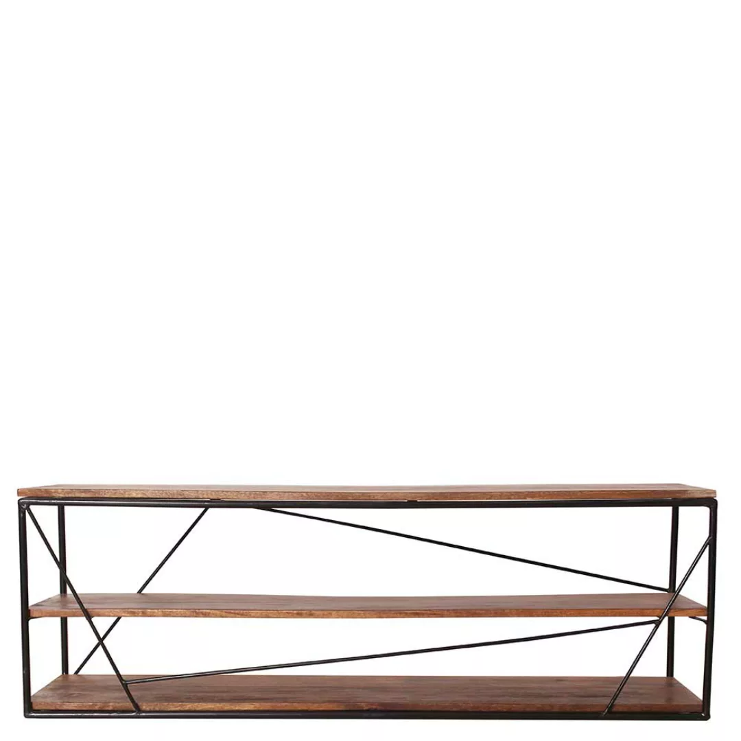 TV Rack aus Mangobaum Massivholz und Stahl 140 cm breit günstig online kaufen