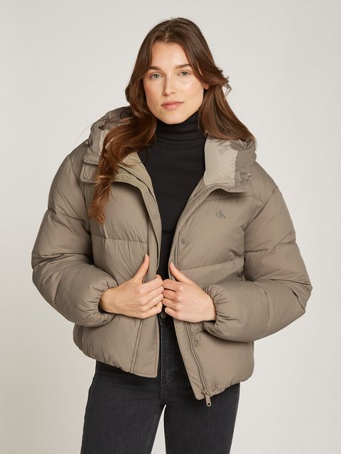 Calvin Klein Jeans Steppjacke "LOGO SHORT HOODED PUFFER", mit Kapuze, mit L günstig online kaufen