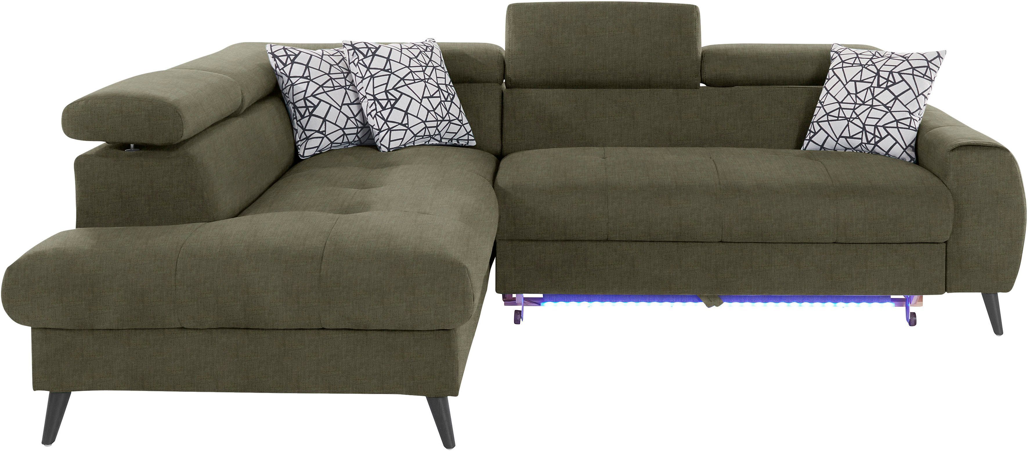 COTTA Ecksofa "Mia L-Form mit 3 Zierkissen", wahlweise mit Bettfunktion, Be günstig online kaufen