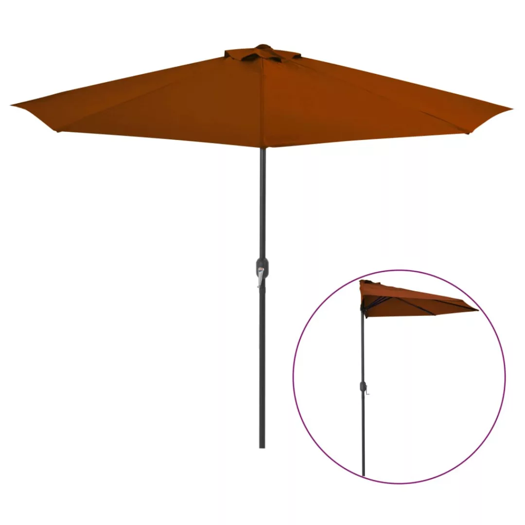 Balkon-sonnenschirm Alu-mast Terrakotta 300x150x253cm Halbrund günstig online kaufen
