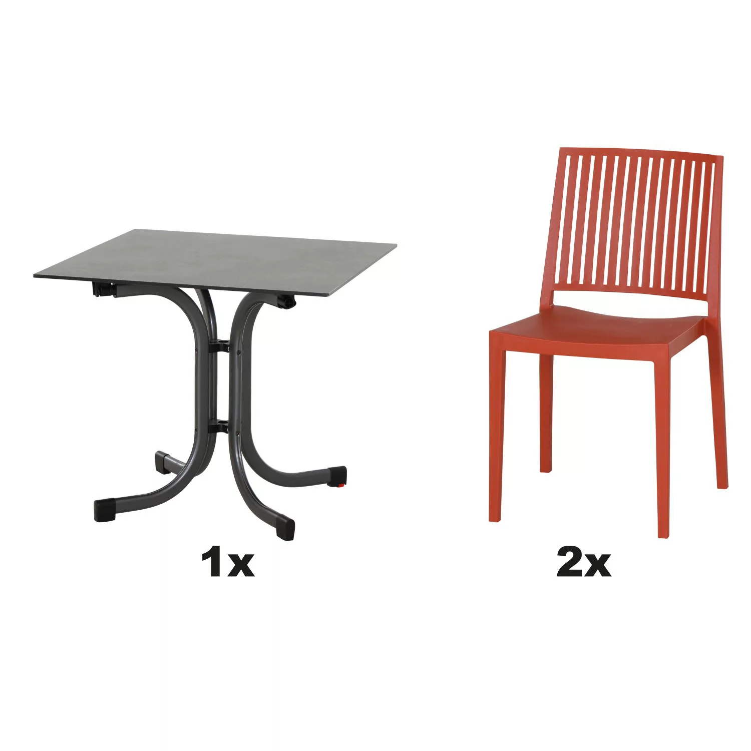 Siena Garden Gartenmöbel Set Lane 3-teilig 2 Stühle und 1 Tisch 80 cm Brick günstig online kaufen