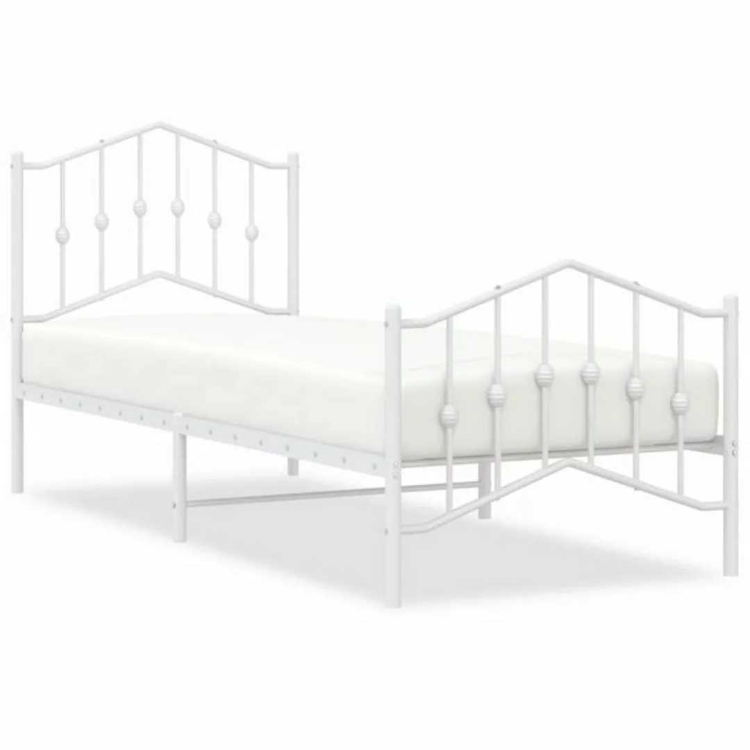furnicato Bett Bettgestell mit Kopf- und Fußteil Metall Weiß 90x200 cm günstig online kaufen