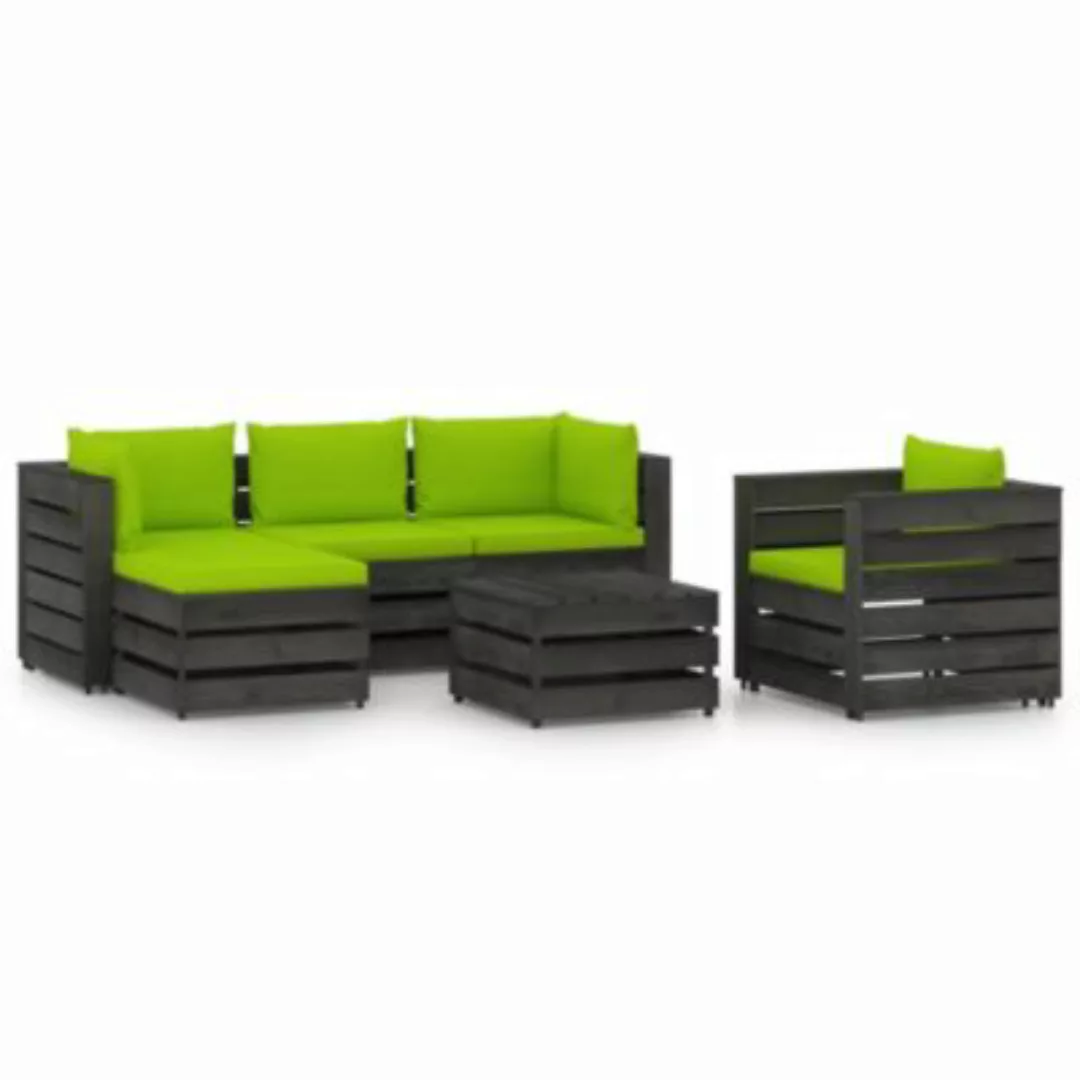 6-tlg. Garten-lounge-set Mit Kissen Grau Imprägniertes Holz günstig online kaufen