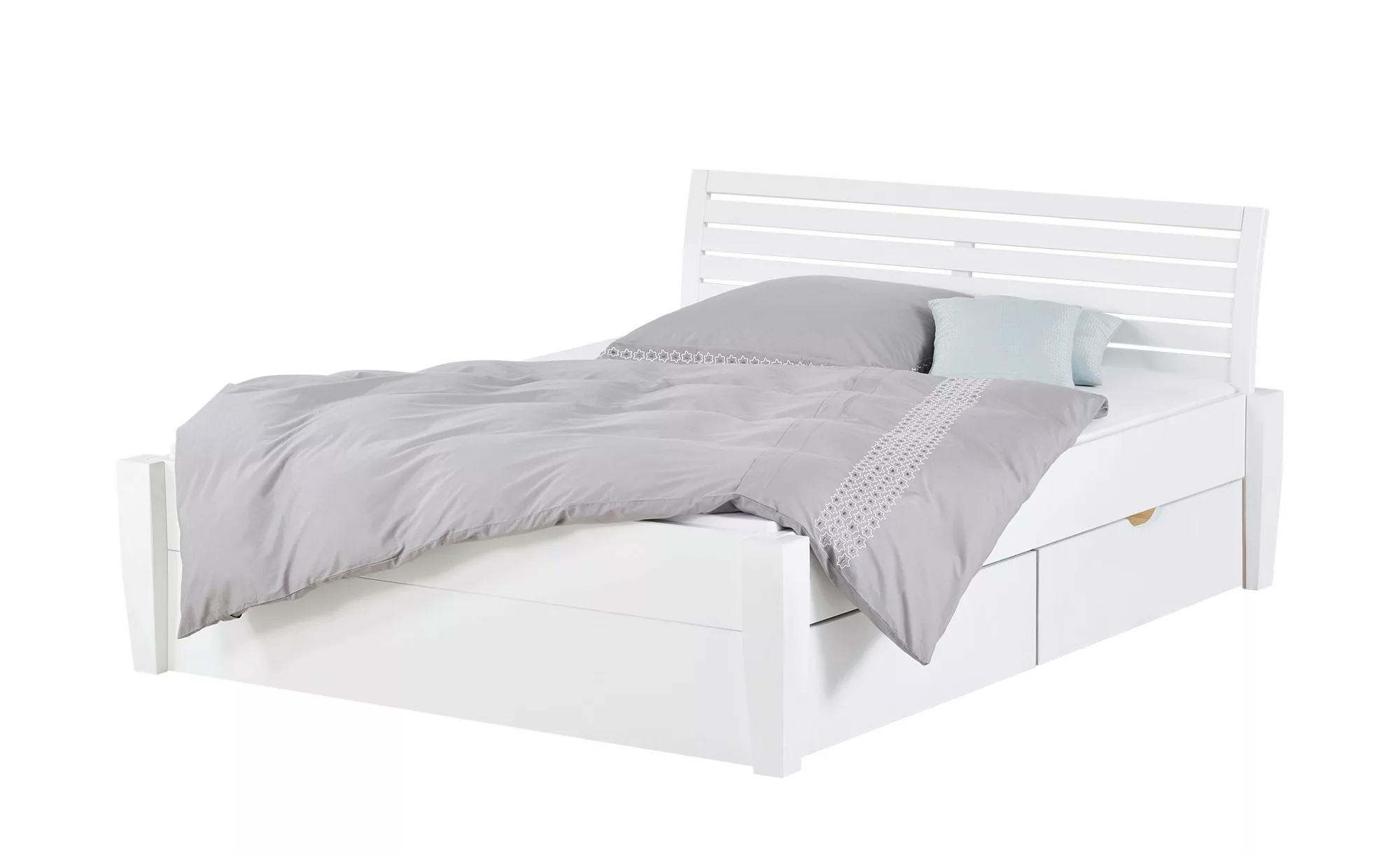 Massivholz-Bettgestell mit Bettschubkästen - weiß - 156 cm - 93 cm - Betten günstig online kaufen