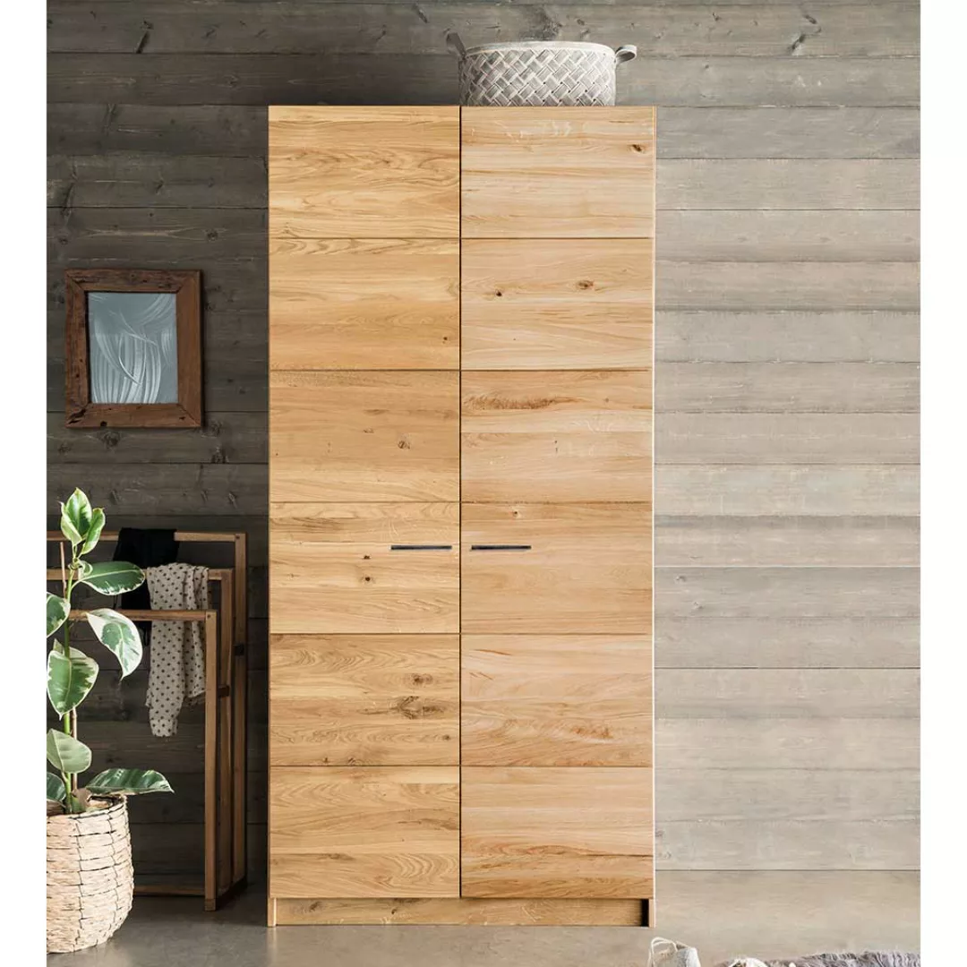 Wildeiche massiv Schrank mit Drehtüren 94 cm breit - 197 cm hoch günstig online kaufen