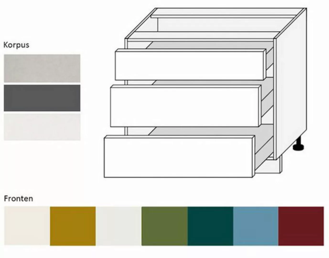 Feldmann-Wohnen Unterschrank Rimini (Rimini, 1-St) 90cm Front- & Korpusfarb günstig online kaufen