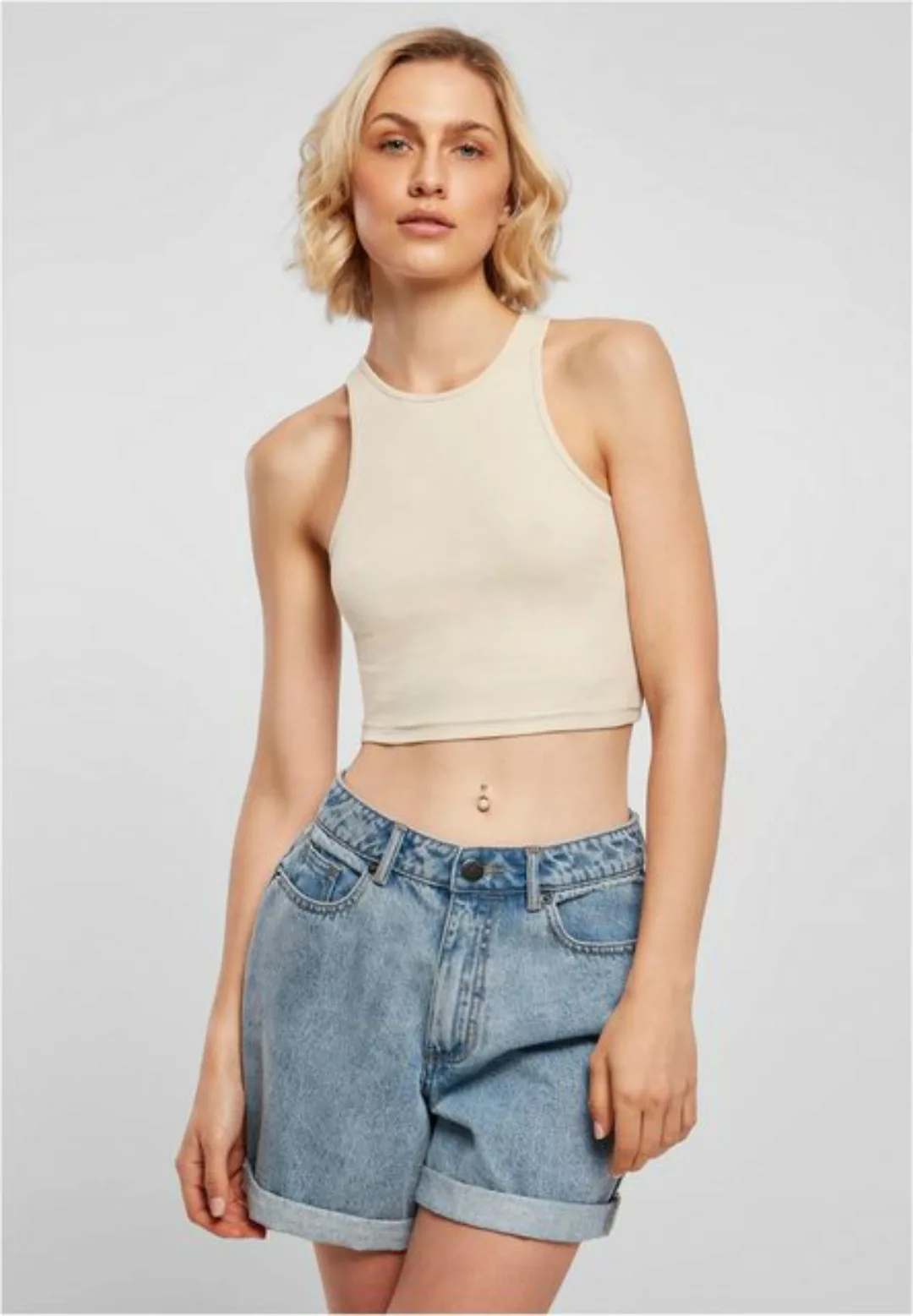 URBAN CLASSICS Muskelshirt "Urban Classics Damen Ladies Cropped Rib Top" günstig online kaufen