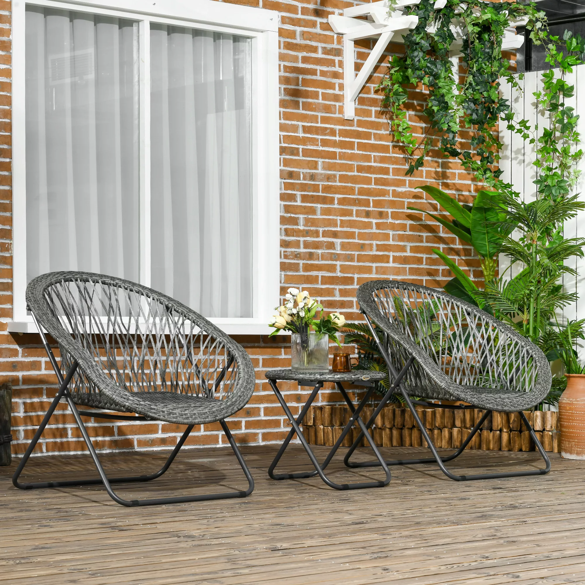 HOMCOM Klappbare Gartengarnitur Balkonset mit Couchtisch & 2 Stühlen, inkl. günstig online kaufen