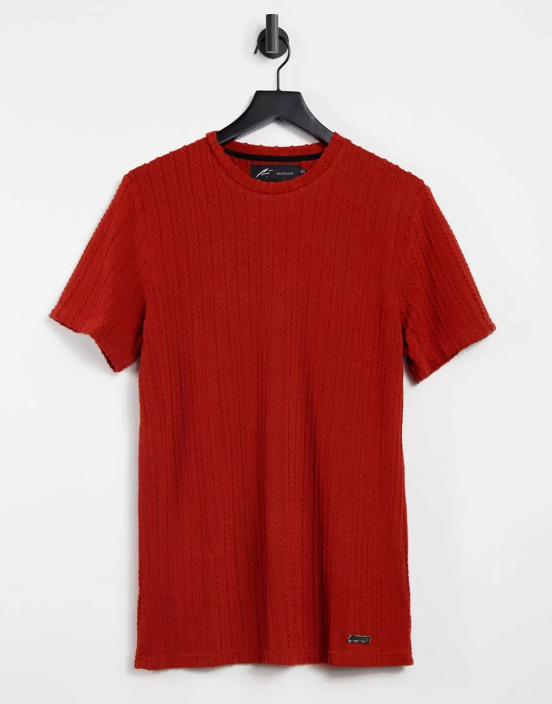 Mauvais – Strukturiertes, geripptes T-Shirt in Orange günstig online kaufen