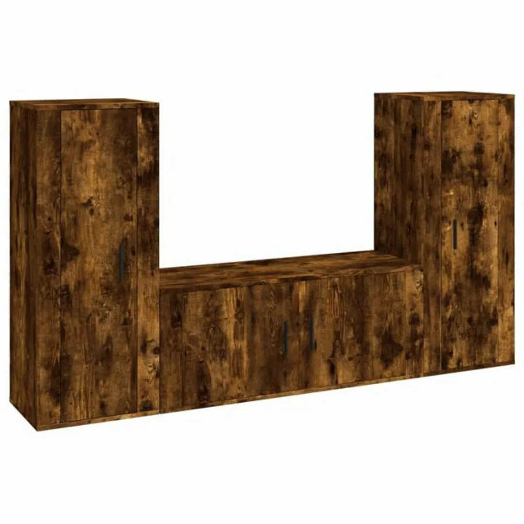 Vidaxl 3-tlg. Tv-schrank-set Räuchereiche Holzwerkstoff günstig online kaufen