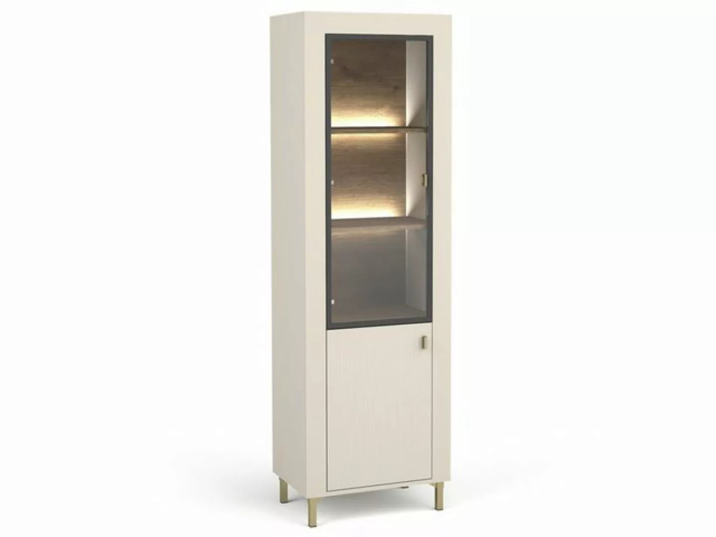 Compleo Vitrine Vitrinenschrank mit Glastüren, gerillte Front TRENDS günstig online kaufen