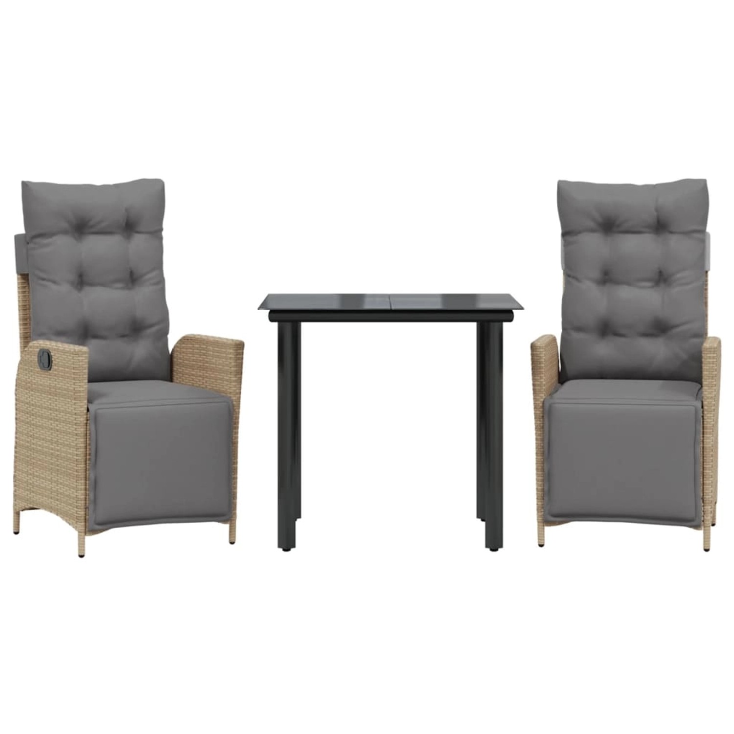 vidaXL 3-Tlg Garten-Essgruppe mit Kissen Beigemischung Poly Rattan 3213455 günstig online kaufen