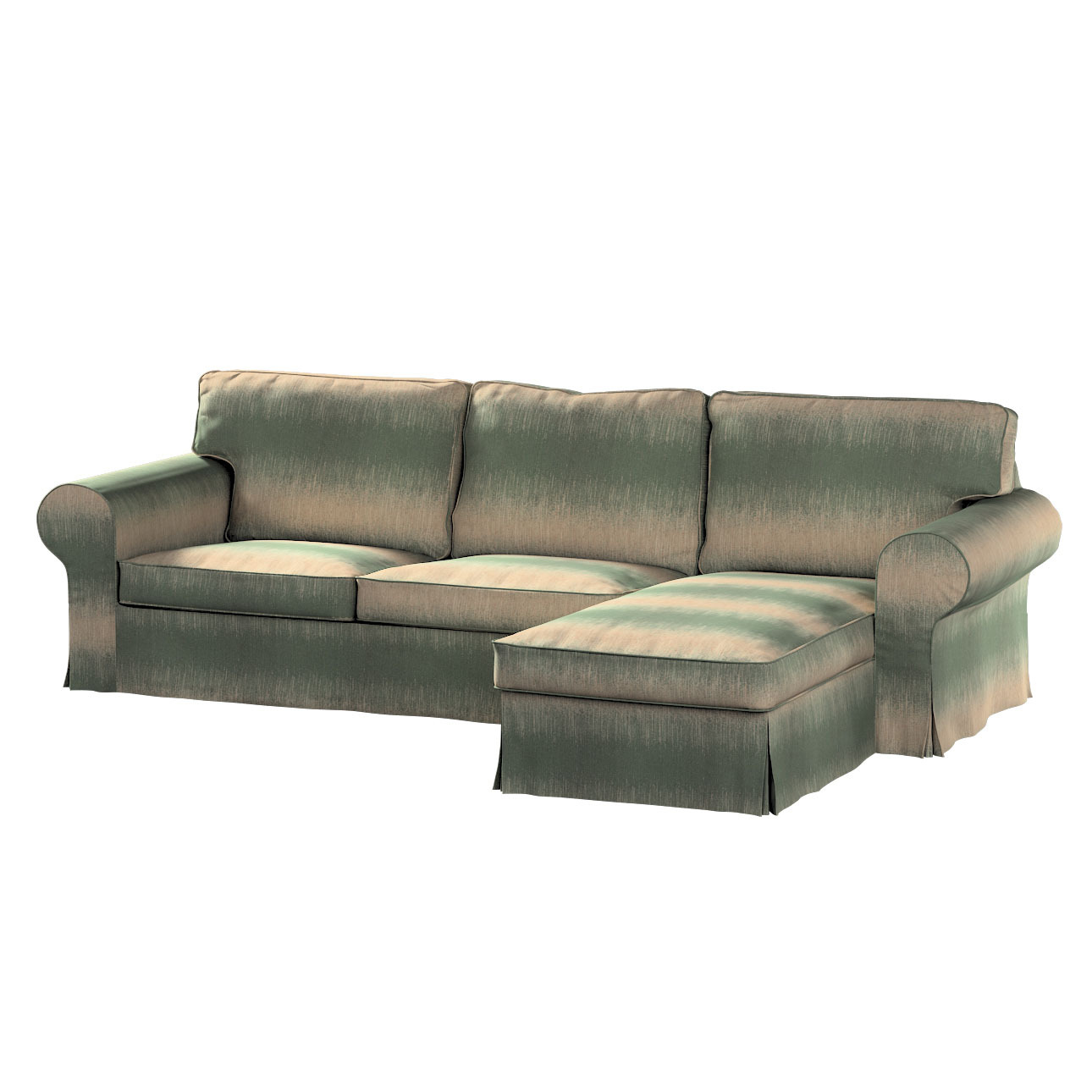 Bezug für Ektorp 2-Sitzer Sofa mit Recamiere, grün-beige, Ektorp 2-Sitzer S günstig online kaufen