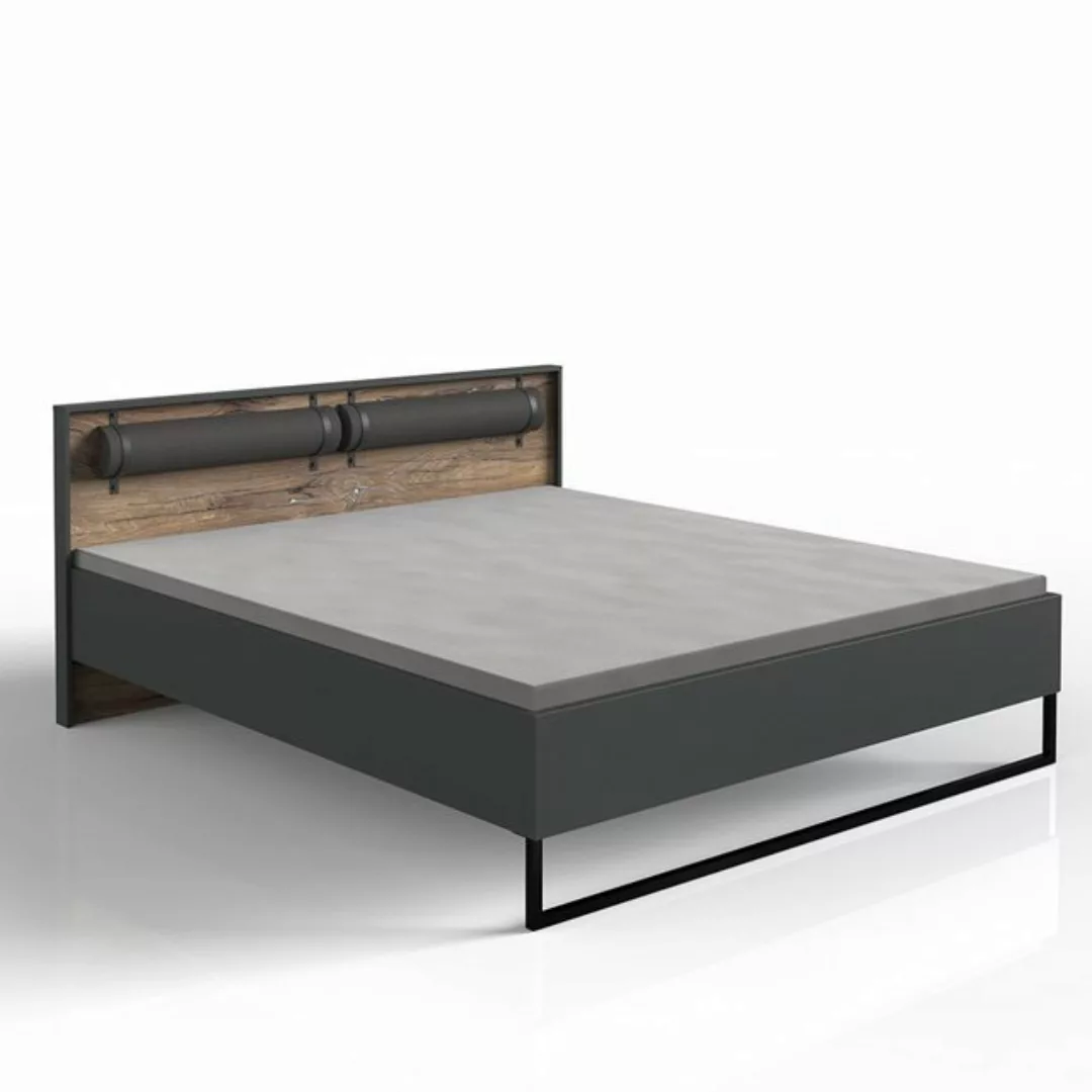 Doppelbett Ehebett 180x200 cm mit Polsterkopfteil in graphit mit Flagstaff günstig online kaufen