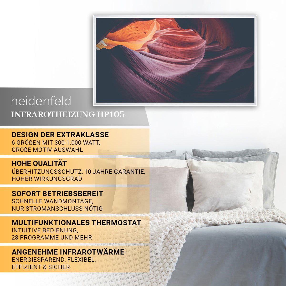 Heidenfeld Infrarotheizung HF-HP105 Sonnenaufgang Elektroheizung mit günstig online kaufen