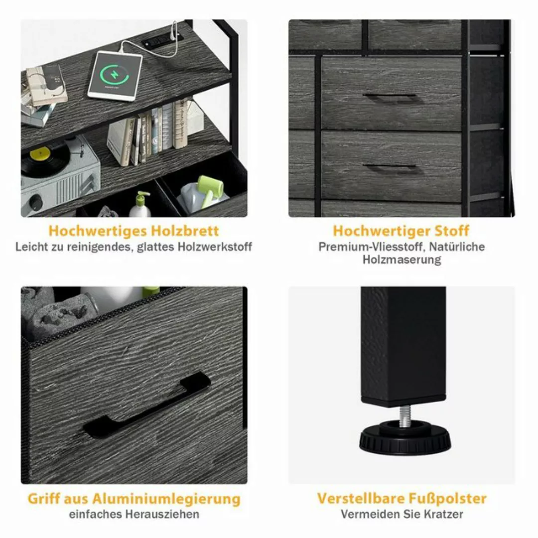 AMZCHEF Hängeschrank DD00OT4 Schlafzimmer mit Steckdose 9 Schubladen günstig online kaufen