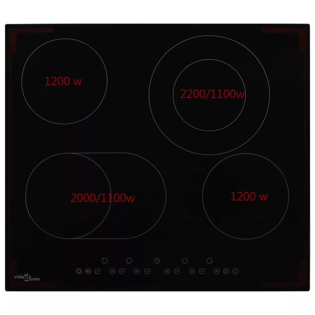 Glaskeramik-kochfeld Mit 4 Platten Touch-bedienfeld 6600 W günstig online kaufen