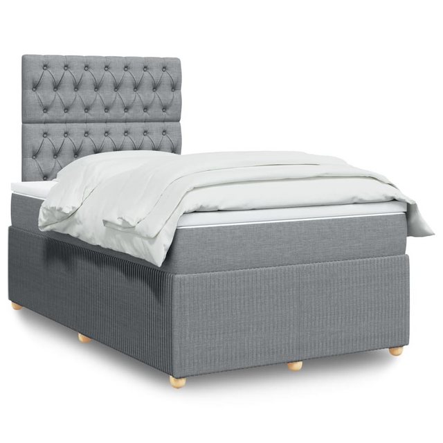 vidaXL Boxspringbett, Boxspringbett mit Matratze Hellgrau 120x200 cm Stoff günstig online kaufen