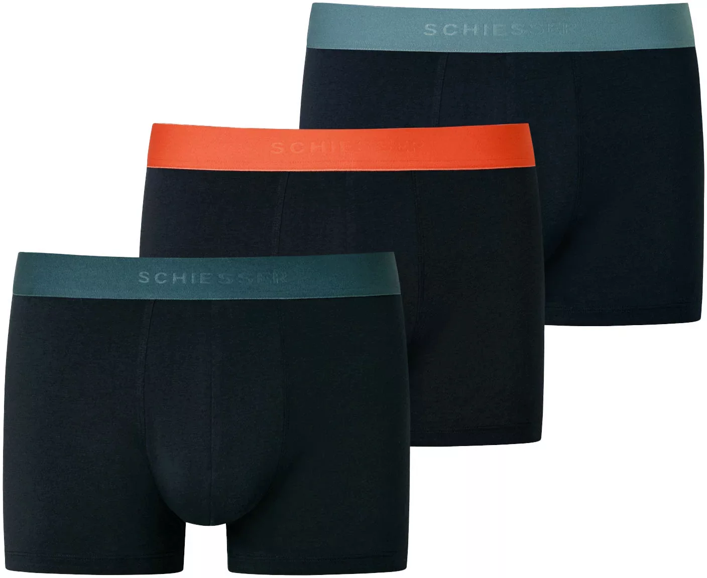 Schiesser 3-er Set Trunks Dunkelblau mit verschiedenfarbigem Webbund günstig online kaufen