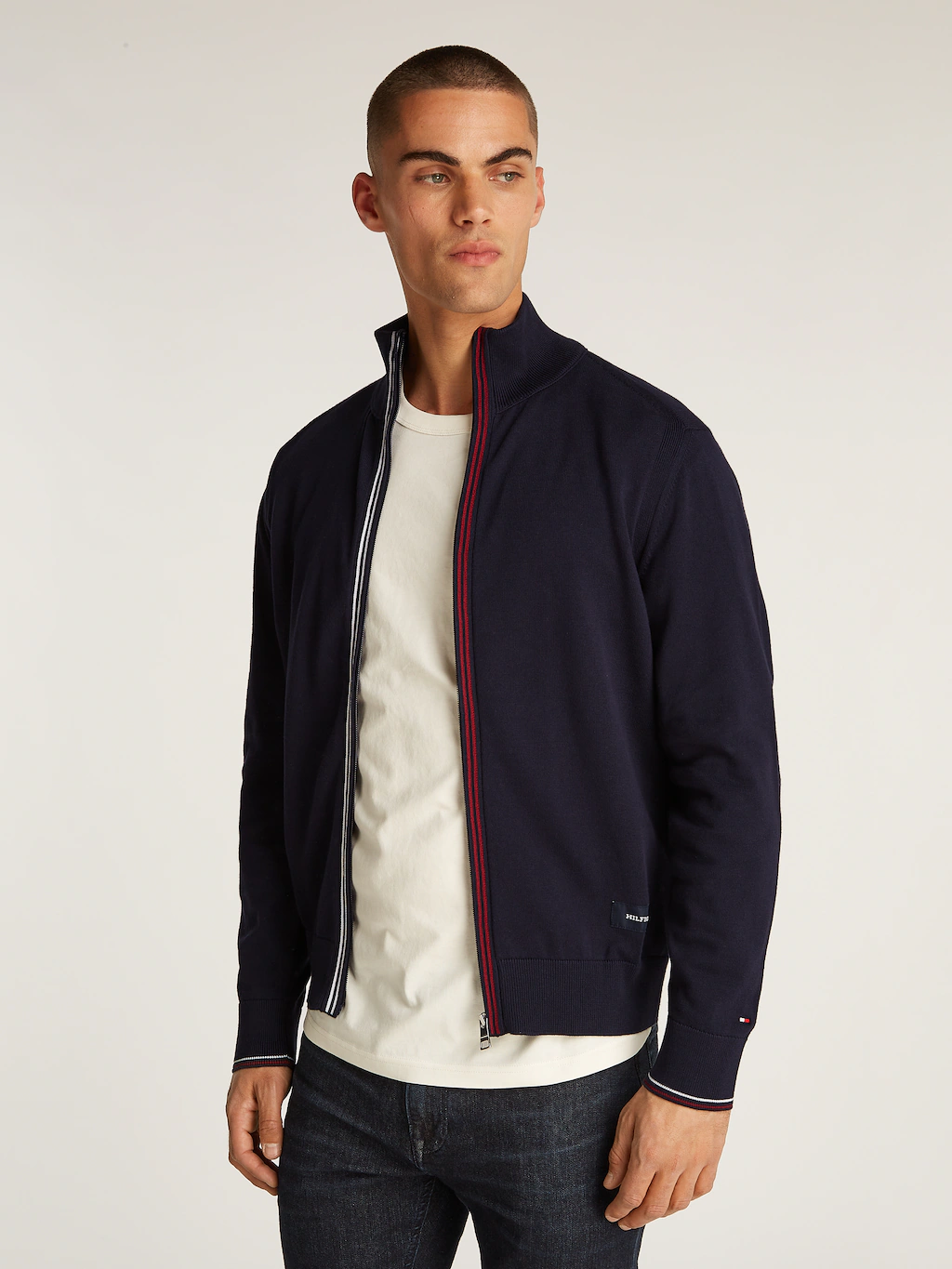 Tommy Hilfiger Cardigan RWB TIPPED COTTON ZIP THROUGH Mit Streiefen in Tomm günstig online kaufen