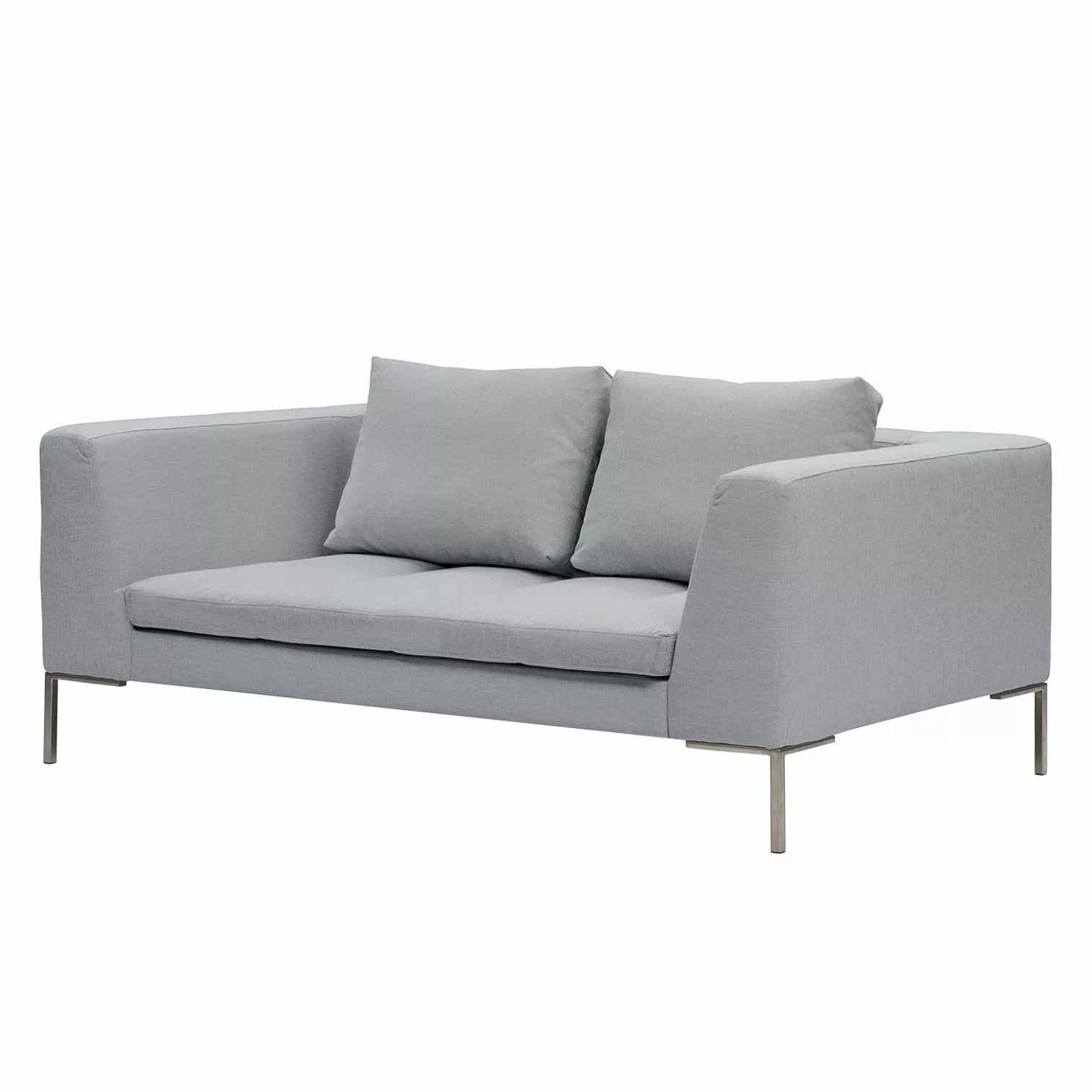 home24 Studio Copenhagen Sofa Madison 2-Sitzer Silbergrau Webstoff 174x66x1 günstig online kaufen