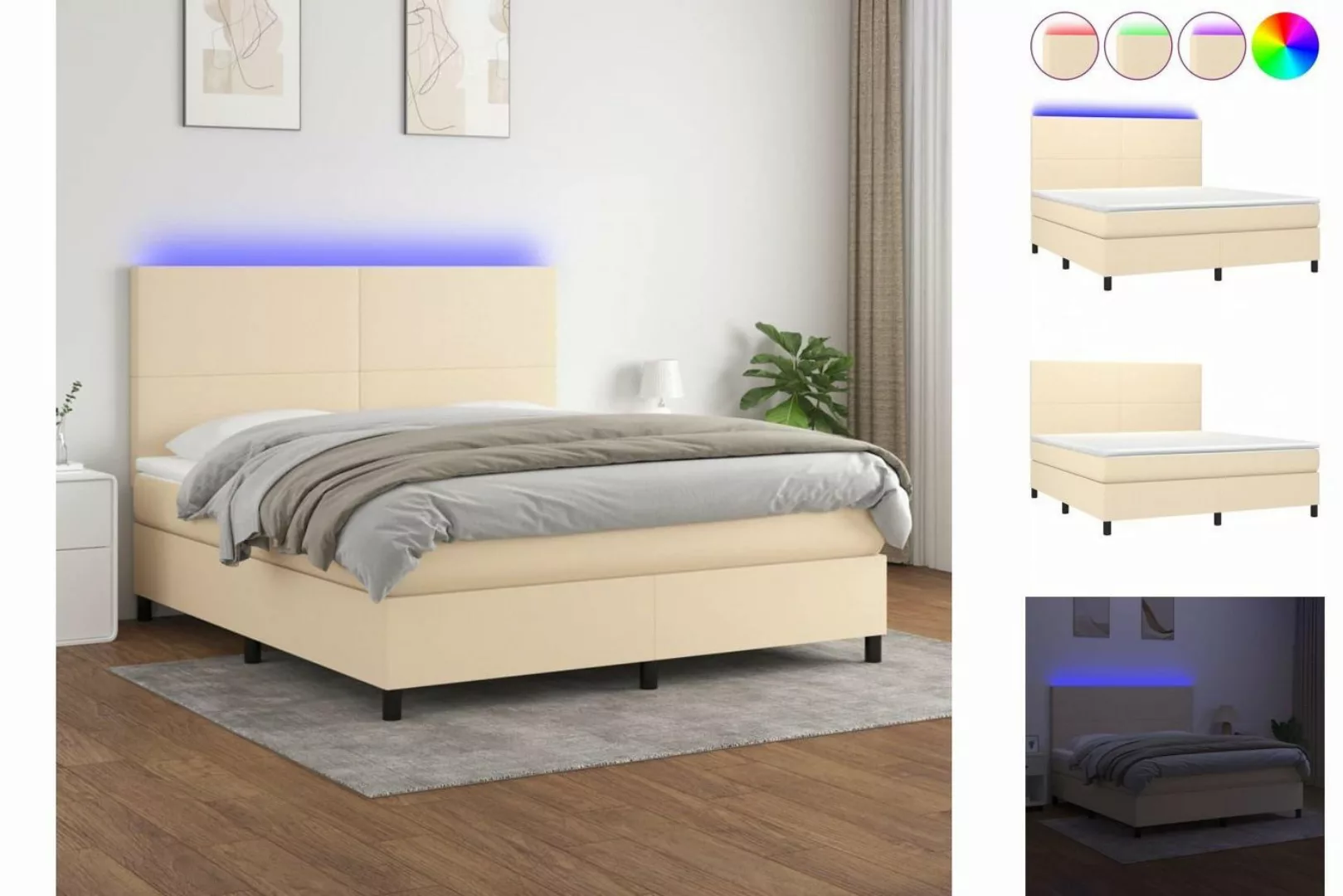 vidaXL Boxspringbett Bett Boxspringbett mit Matratze & LED Stoff (160 x 200 günstig online kaufen