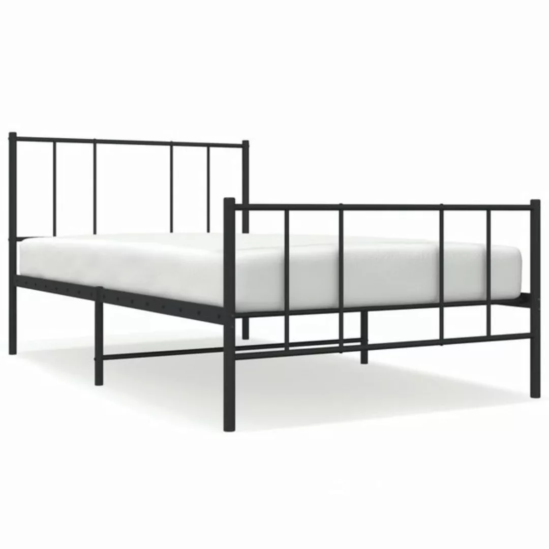 furnicato Bett Bettgestell mit Kopf- und Fußteil Metall Schwarz 90x200 cm günstig online kaufen