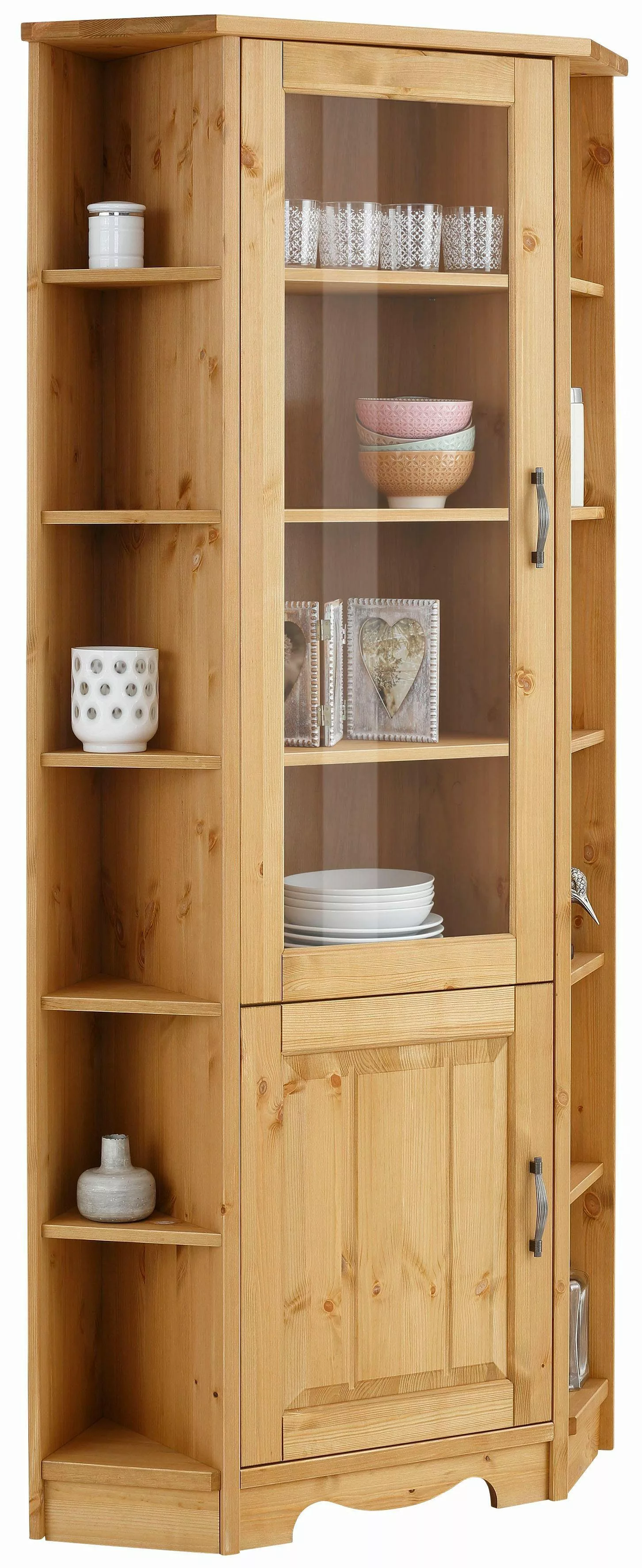 Home affaire Eckvitrine "Trinidad", Höhe 188 cm, FSC zertifiziertes Massivh günstig online kaufen