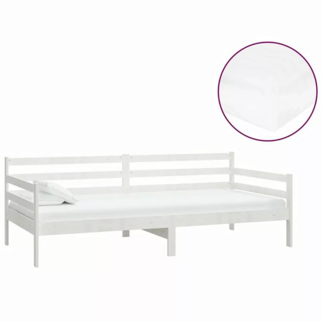 furnicato Bett Tagesbett mit Matratze 90x200 cm Weiß Kiefer Massivholz günstig online kaufen
