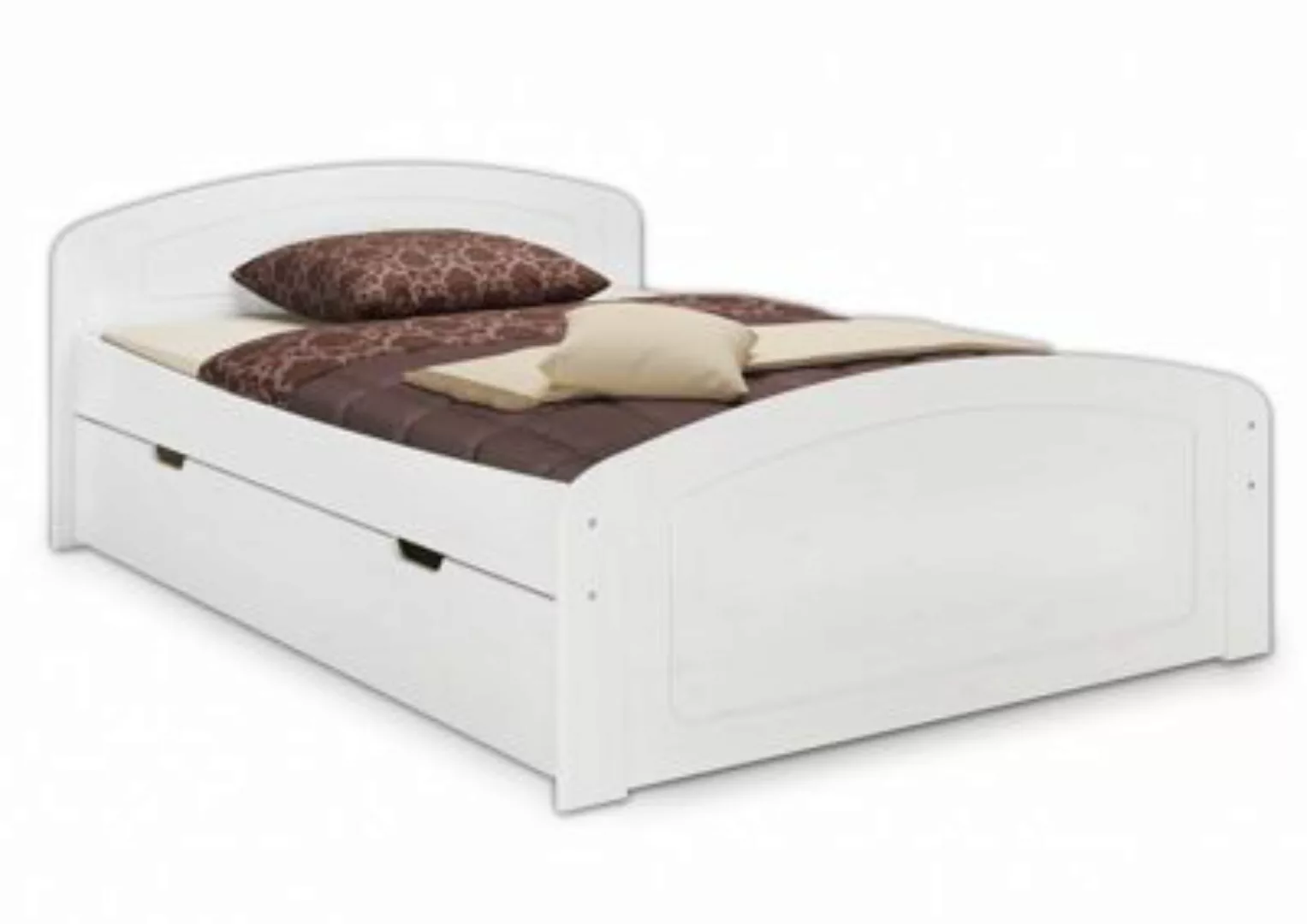Erst-Holz® Doppelbett 160x200 weiß mit Rost, Matratze + Staukästen Gr. 160 günstig online kaufen