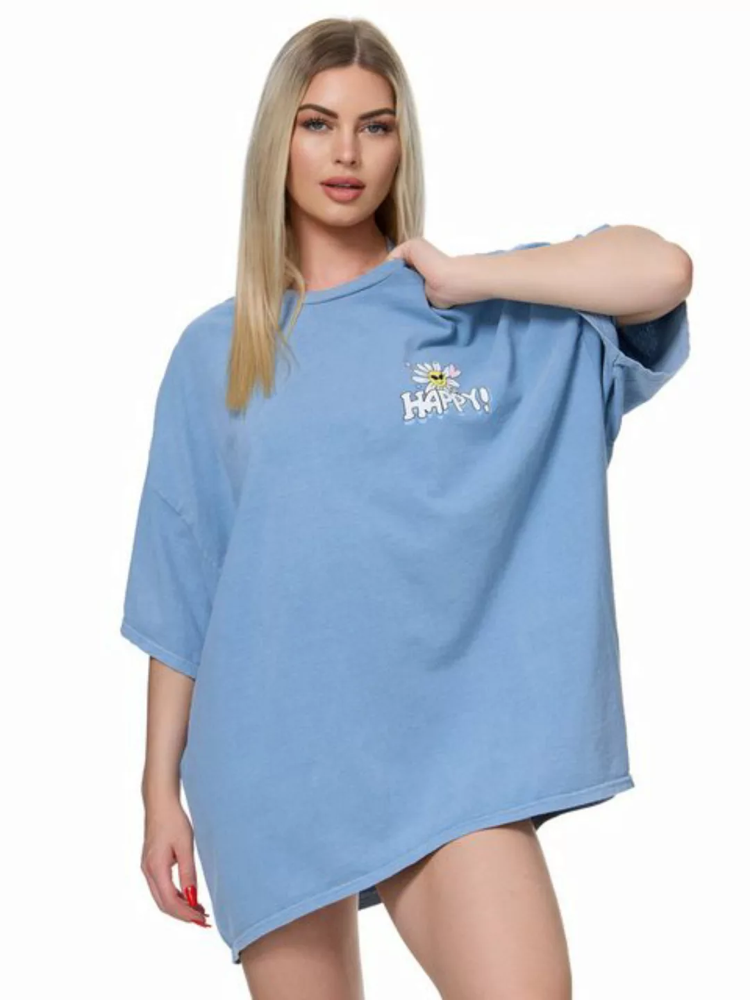 Worldclassca T-Shirt Worldclassca Oversized Print HAPPY T-Shirt lang Sommer günstig online kaufen