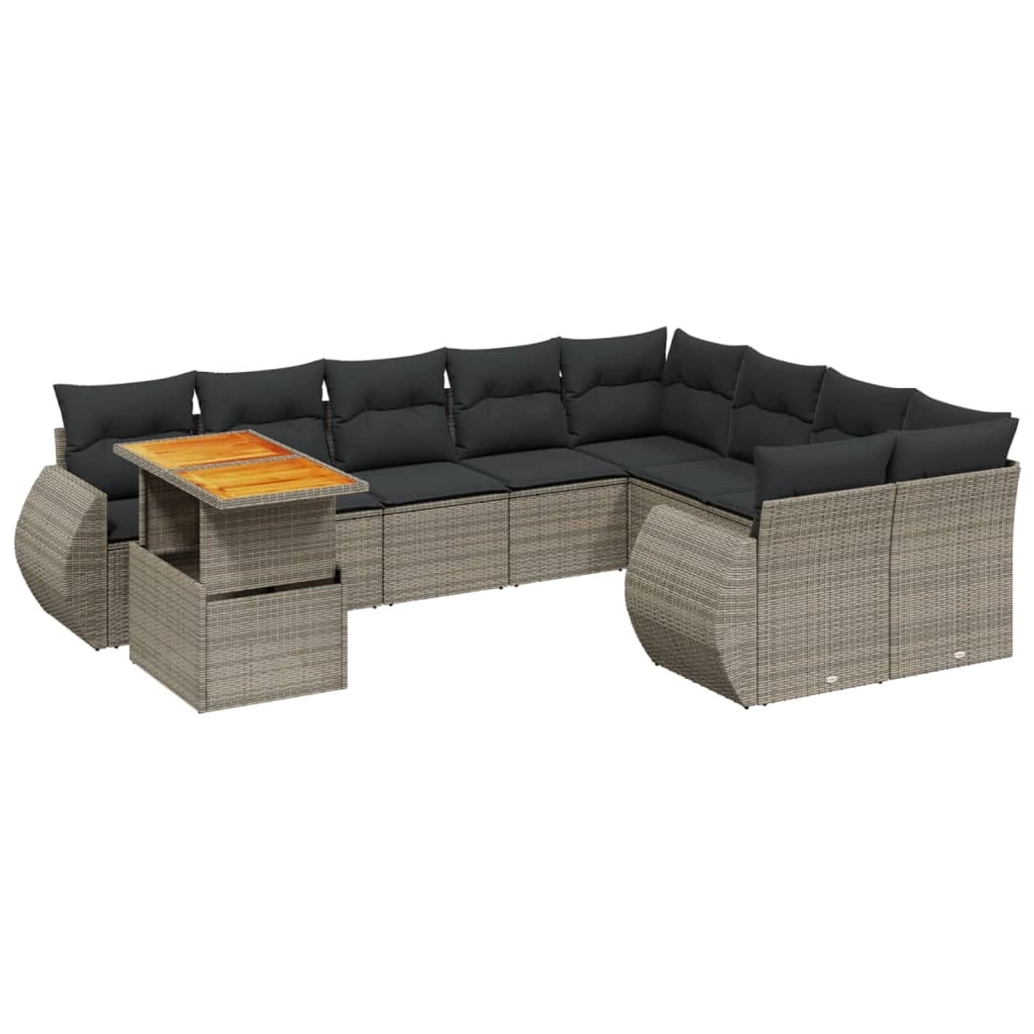 vidaXL 10-Tlg Garten-Sofagarnitur mit Kissen Grau Poly Rattan 3272362 günstig online kaufen