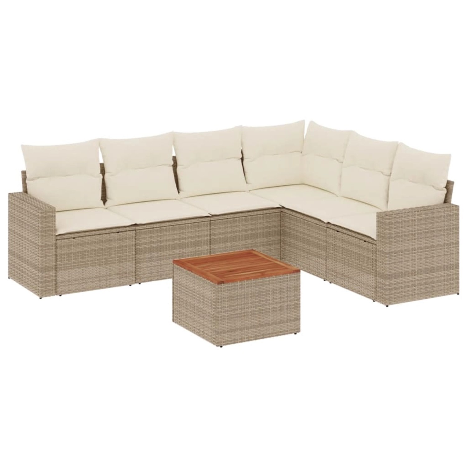 vidaXL 7-Tlg Garten-Sofagarnitur mit Kissen Beige Poly Rattan 3224140 günstig online kaufen