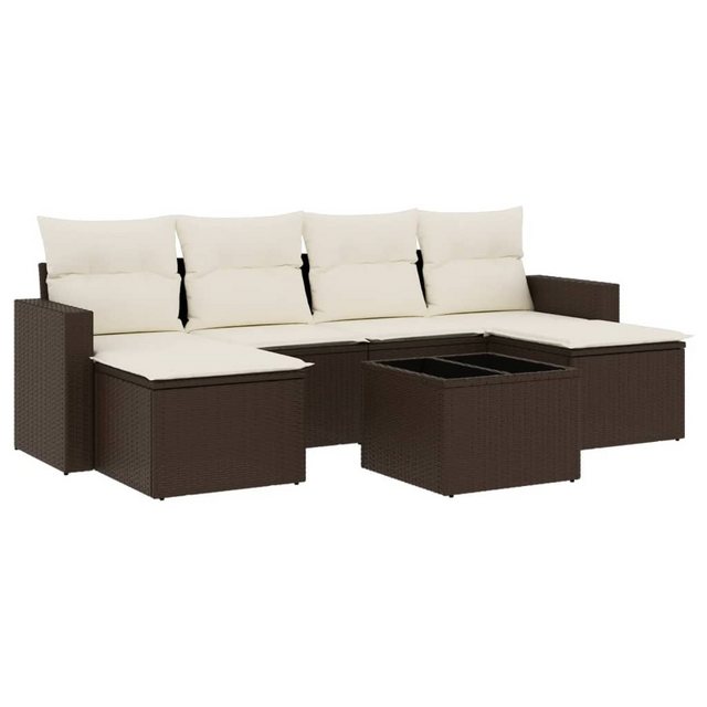 vidaXL Sofaelement 7-tlg. Garten-Sofagarnitur mit Kissen Braun Poly Rattan günstig online kaufen