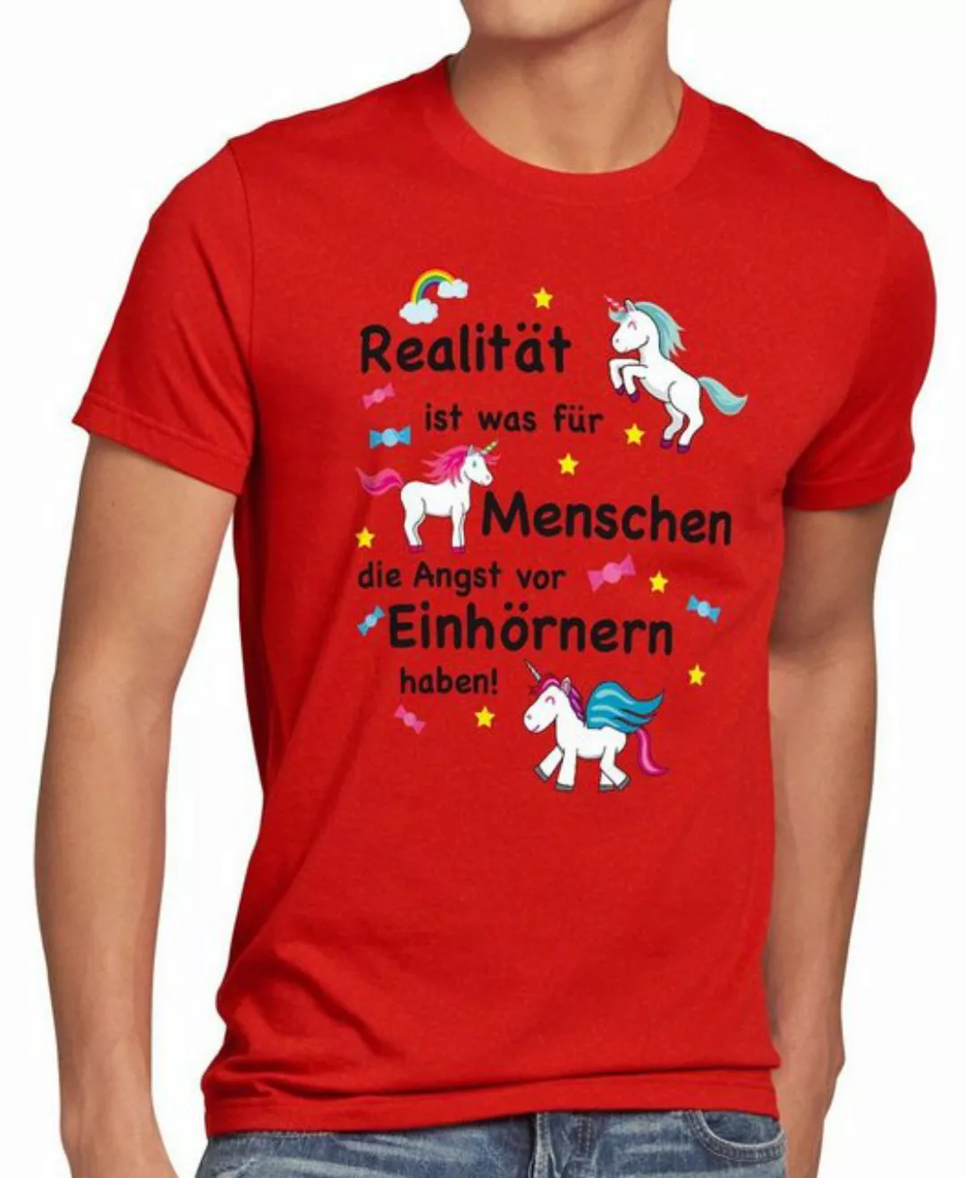 style3 Print-Shirt Herren T-Shirt Realität ist für Menschen Angst Einhörner günstig online kaufen