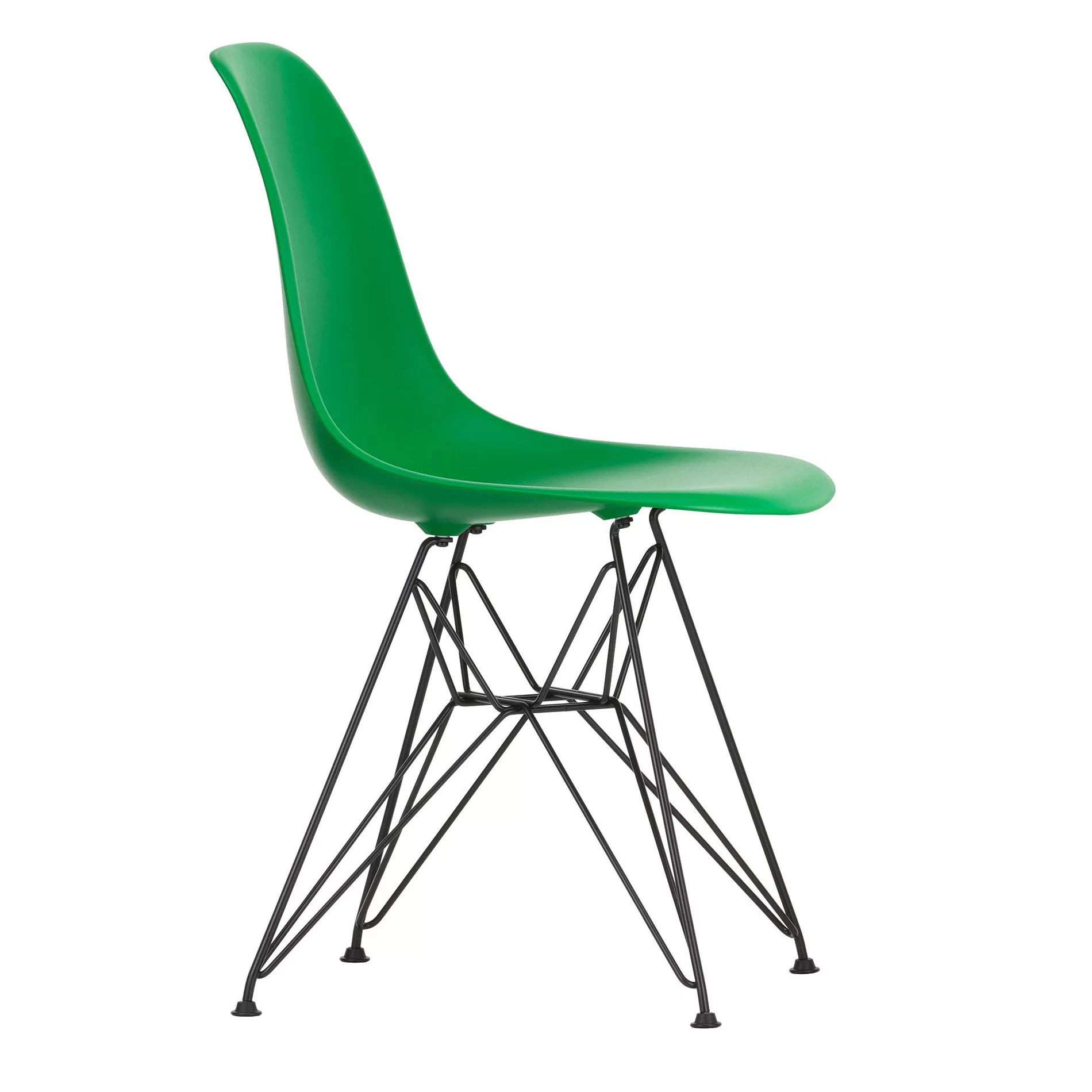 Vitra - Eames Plastic Side Chair DSR Gestell schwarz - grün/Sitz Polypropyl günstig online kaufen